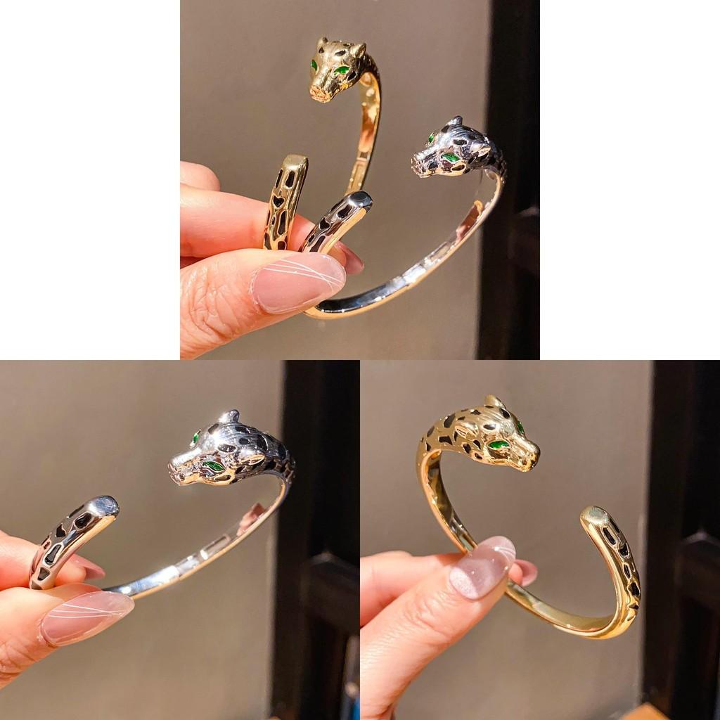 18k Leopard Animal Jewelry Cuff Bracelet With Zirconia Accents For Elegant Women