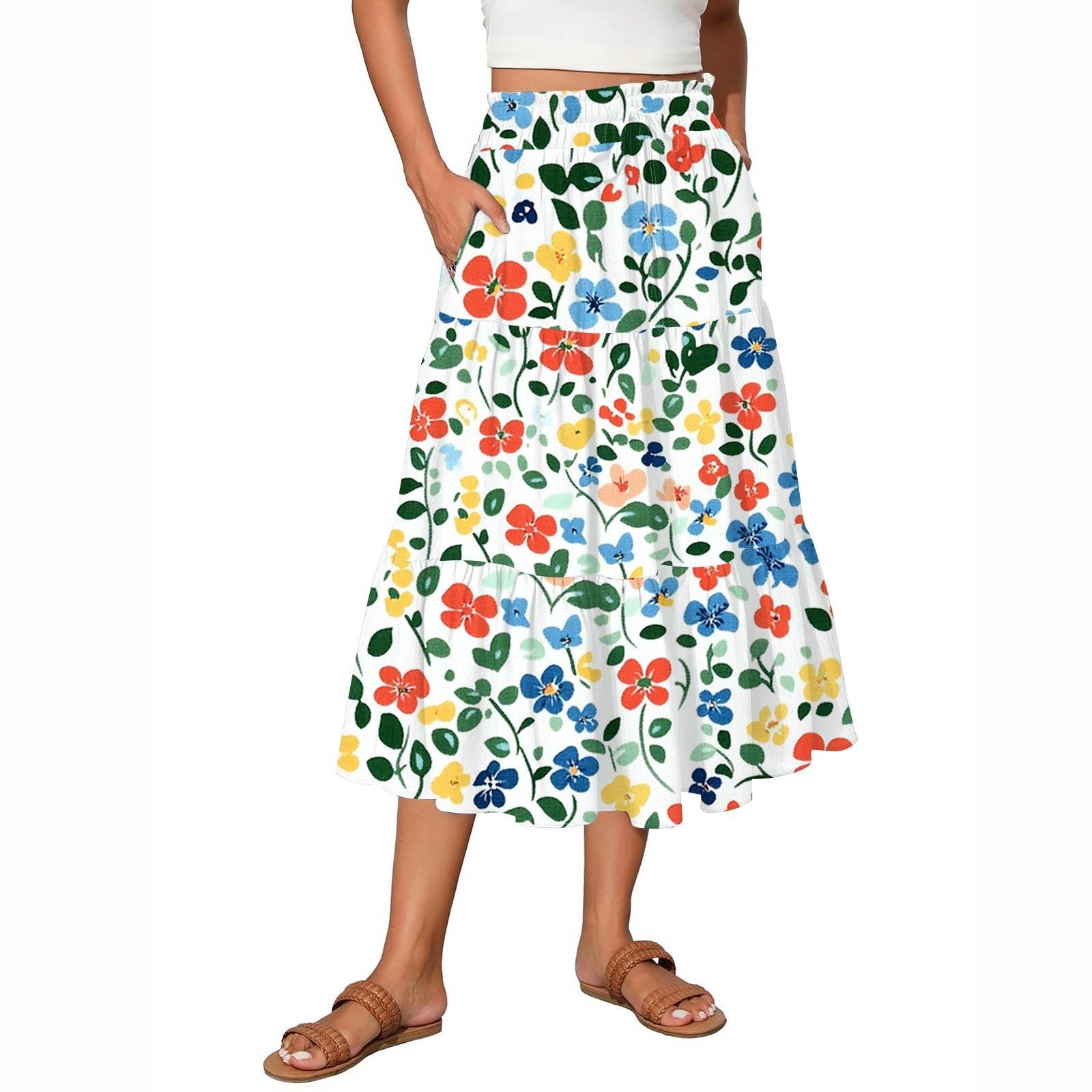 

Женские струящиеся расклешенные юбки-макси с оборками и эластичным поясом, элегантные многослойные длинные юбки в стиле бохо L