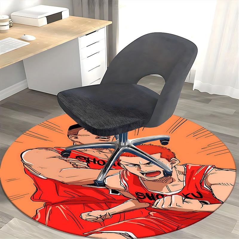 1pc SHOHOKU Basketball Anime Design Round Carpet - Office Chair Mat, Non-Slip Rug for Home Decor, Seasonal Gift, Suitable for Office, Living Room