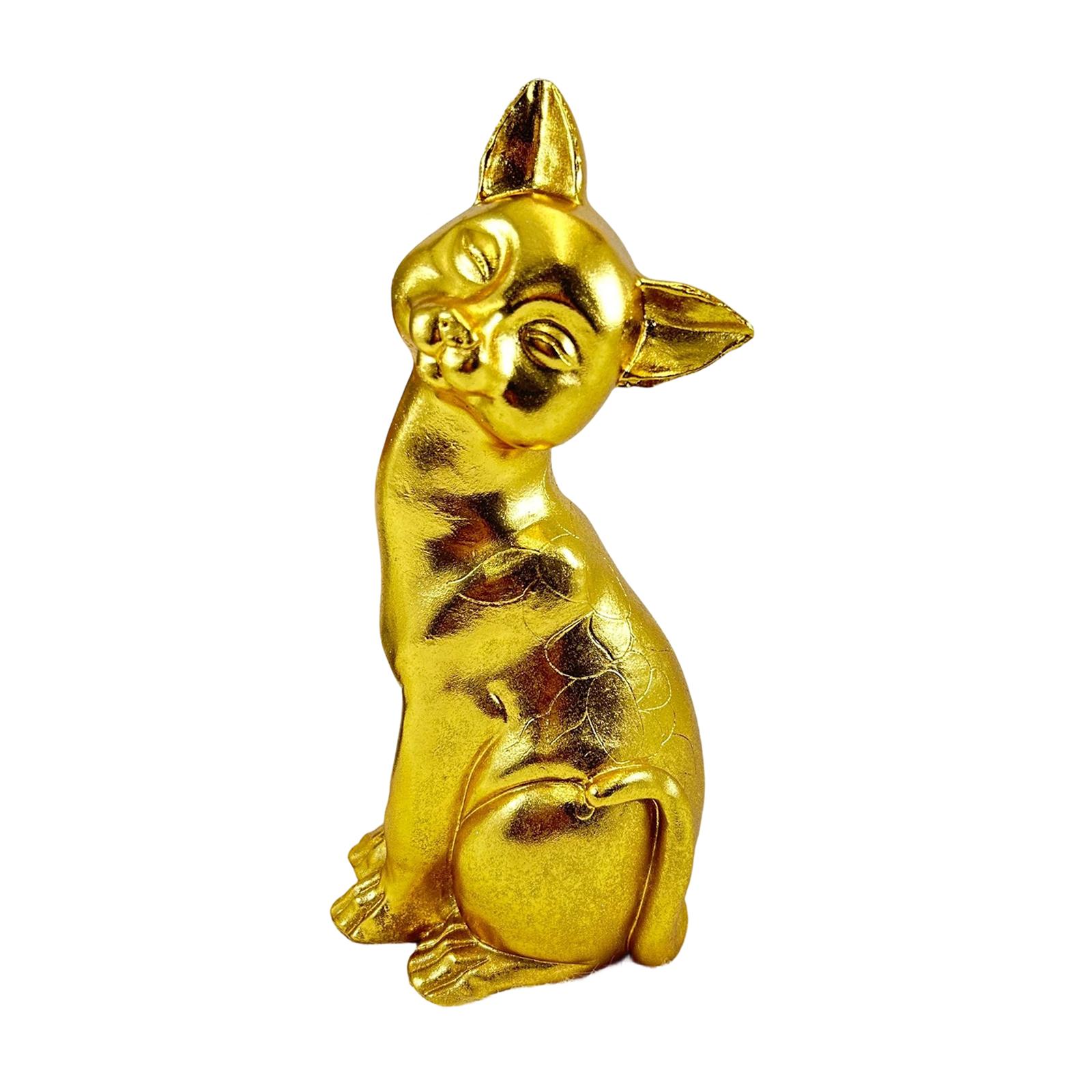 

Cat Statue Decor Unique Gift Tabletop Animal Sculpture Resin Crafts for Living Room Indoor Outdoor Office Bookshelf Table золотистый