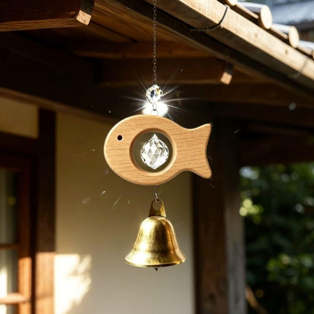 Crystal Prism Bird Wind Chimes Wooden Sun Catcher Vintage Crystal Pendant  Home