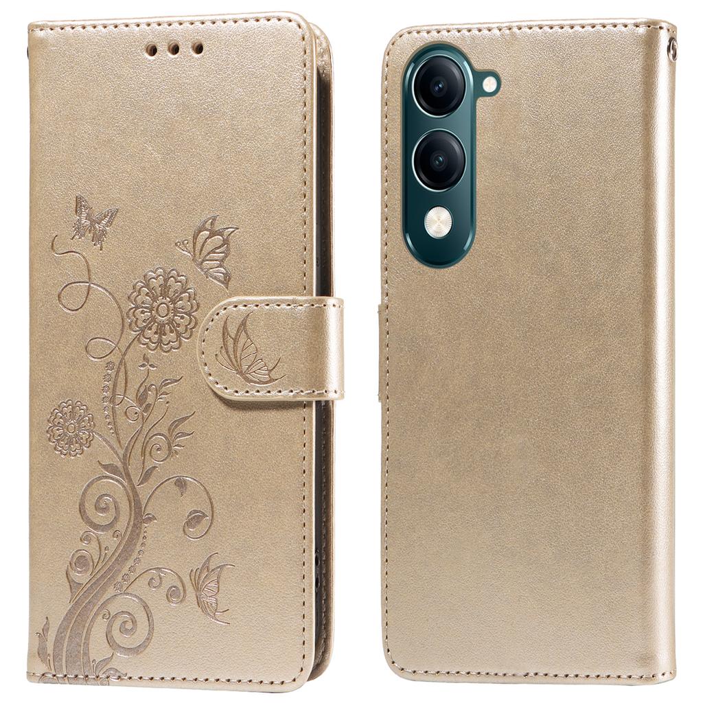 For Vivo Y29s 5G/Y04 4G Case Butterfly Floral Imprint Wallet Stand Leather Phone Cover