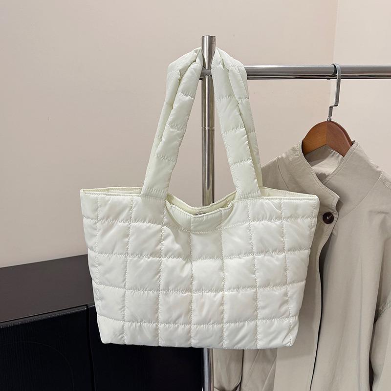 Autumn and Winter Soft Quilted Cotton Clothes Hand Bag Large Capacity Commuting Portable Tote Bag Shoulder Armpit Bag
