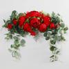 Konstgjord pionblomstergirland med gröna blad Bröllopsfest Båge Blomma Välkomstskylt Dekorativ blomstergirland Dörröverstycke Vägg Fönsterdekor