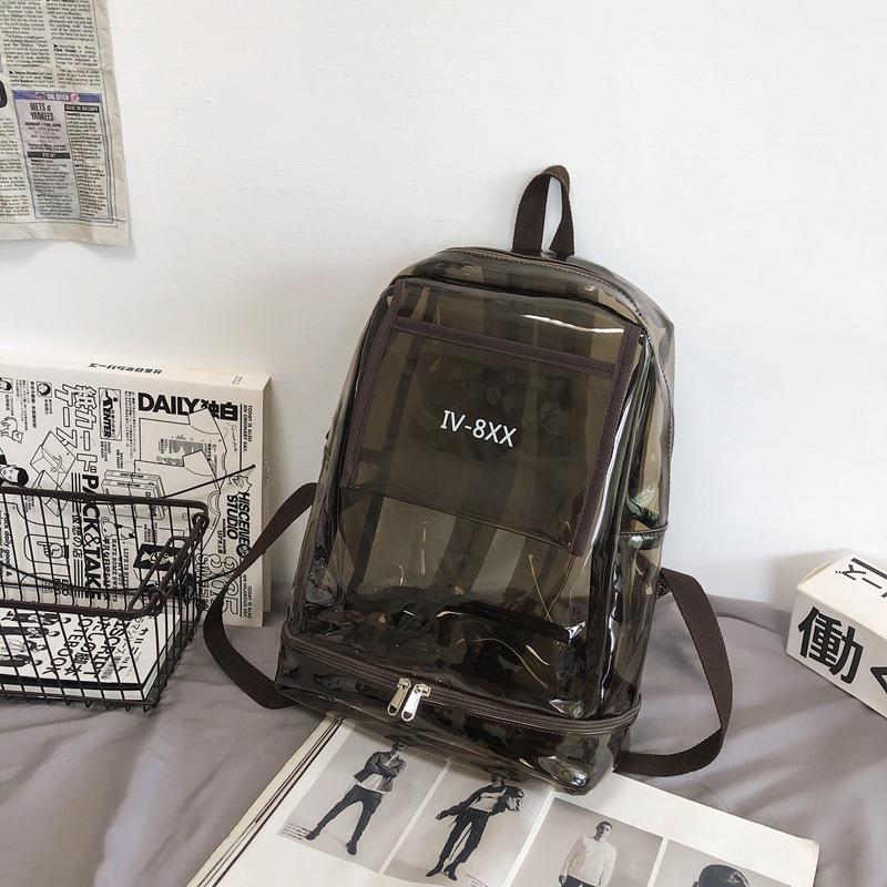 Schoolbag transparent backpack men's backpack large capacity fashion trend jelly bag personalized student schoolbag women's 1011 new models