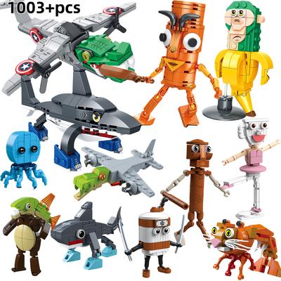 Tung Tung Sahur Brainrot Tiere Bausteine Tralalelo Tralala SharkBricks Spielzeug Geschenk für Kinder Kinder Kinderspielzeug