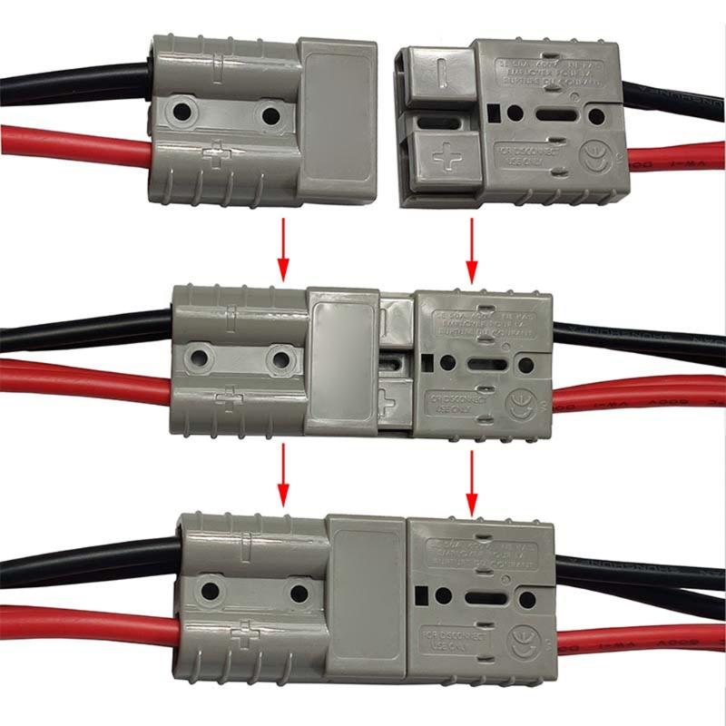 50A Wire Harness Plug Quick Connection Adapter Connector Fit for Solar Car Battery 10AWG Power Automotive Adapter Cable