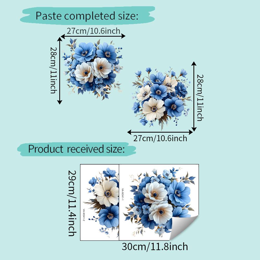 Painted Flower Leaf Stickers Self-Adhesive Toilet Bathroom Bedroom Decor Decals 29x30cm 2pcs