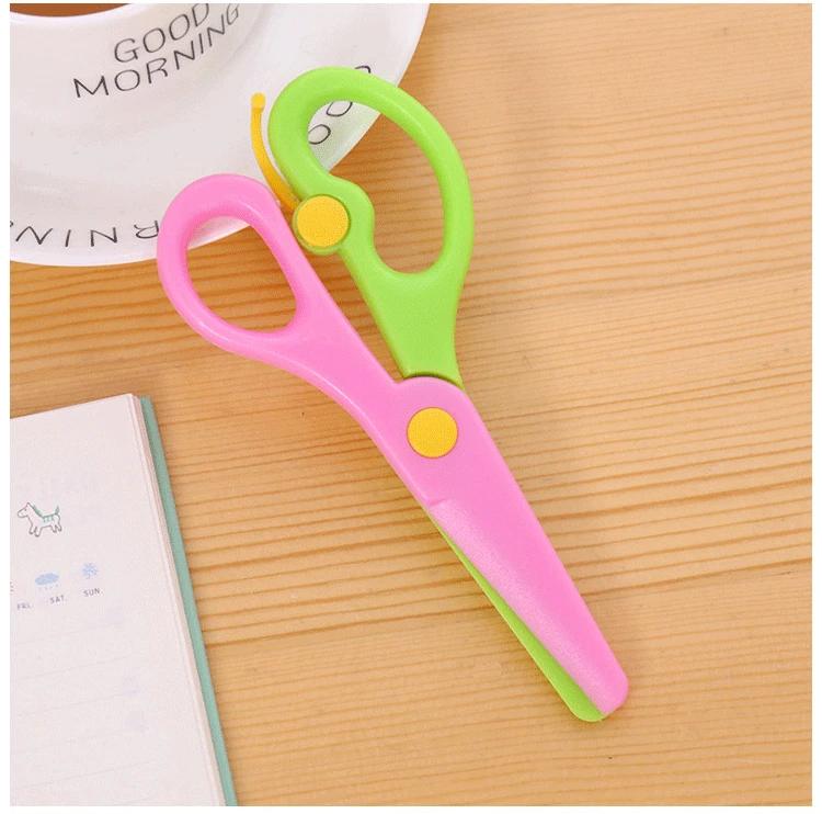 1pcs Children's Paper-cut Anti-pinch Hand Safety Scissors All Plastic Straight Edge Scissors Kindergarten Diy Handmade Scissors