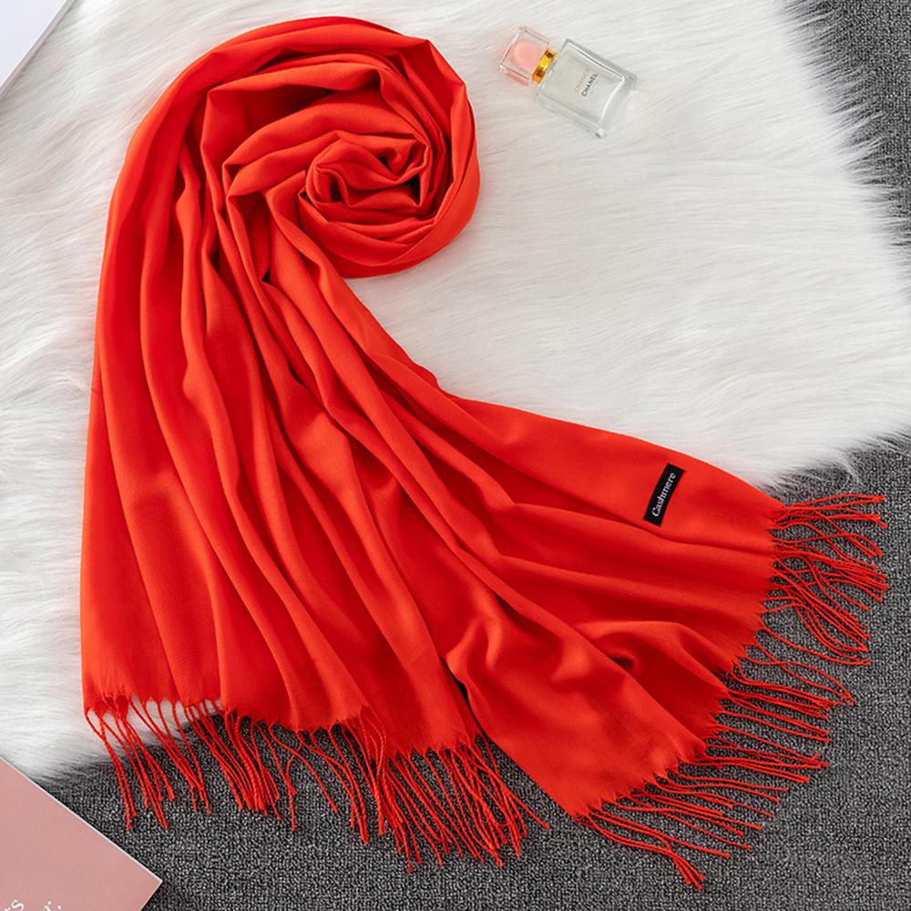 Luxury Brand Solid Women Cashmere Scarf Autumn Winter Warm Shawls Wraps 2021Men's Pashmina Tassels Scarves Female Foulard Mujer