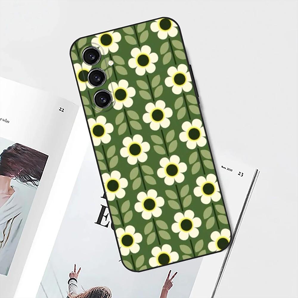 Multi Stem Orla K-Kiely Folio Phone Case For Samsung S25,S24,S21,S22,S23,S30,Ultra,S20,Plus,Fe,Lite,Note,10 Black Soft Shell