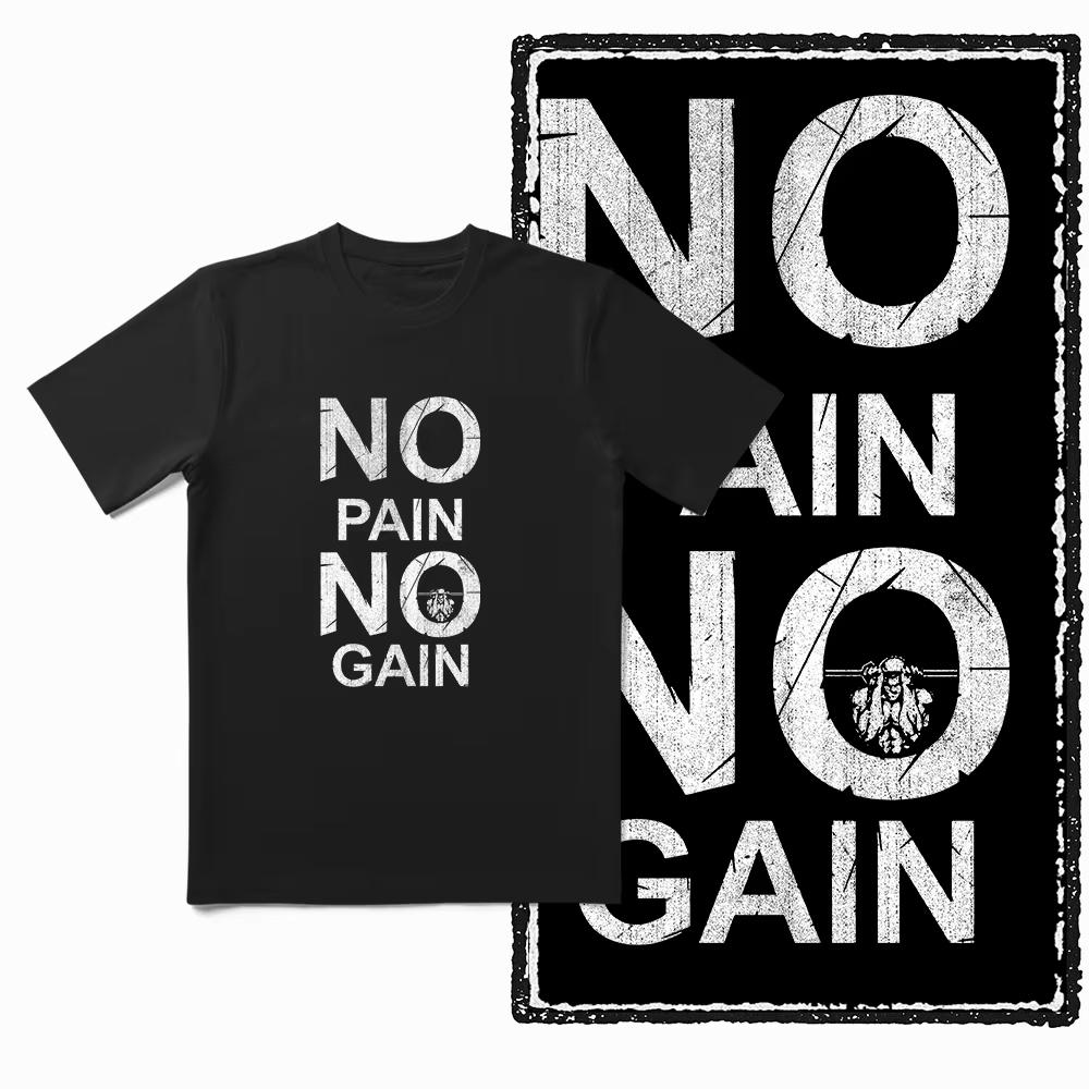 2025 Summer Barbell Pattern Exercise Training Short-Sleeved Cotton Loose And Breathable Men's Fitness Enthusiast T-Shirt Top