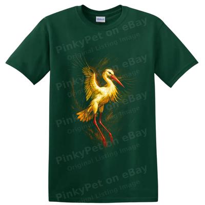 White Stork T Shirt Flying Bird Wildlife Art Nature Lover Graphic Tee Gift Idea