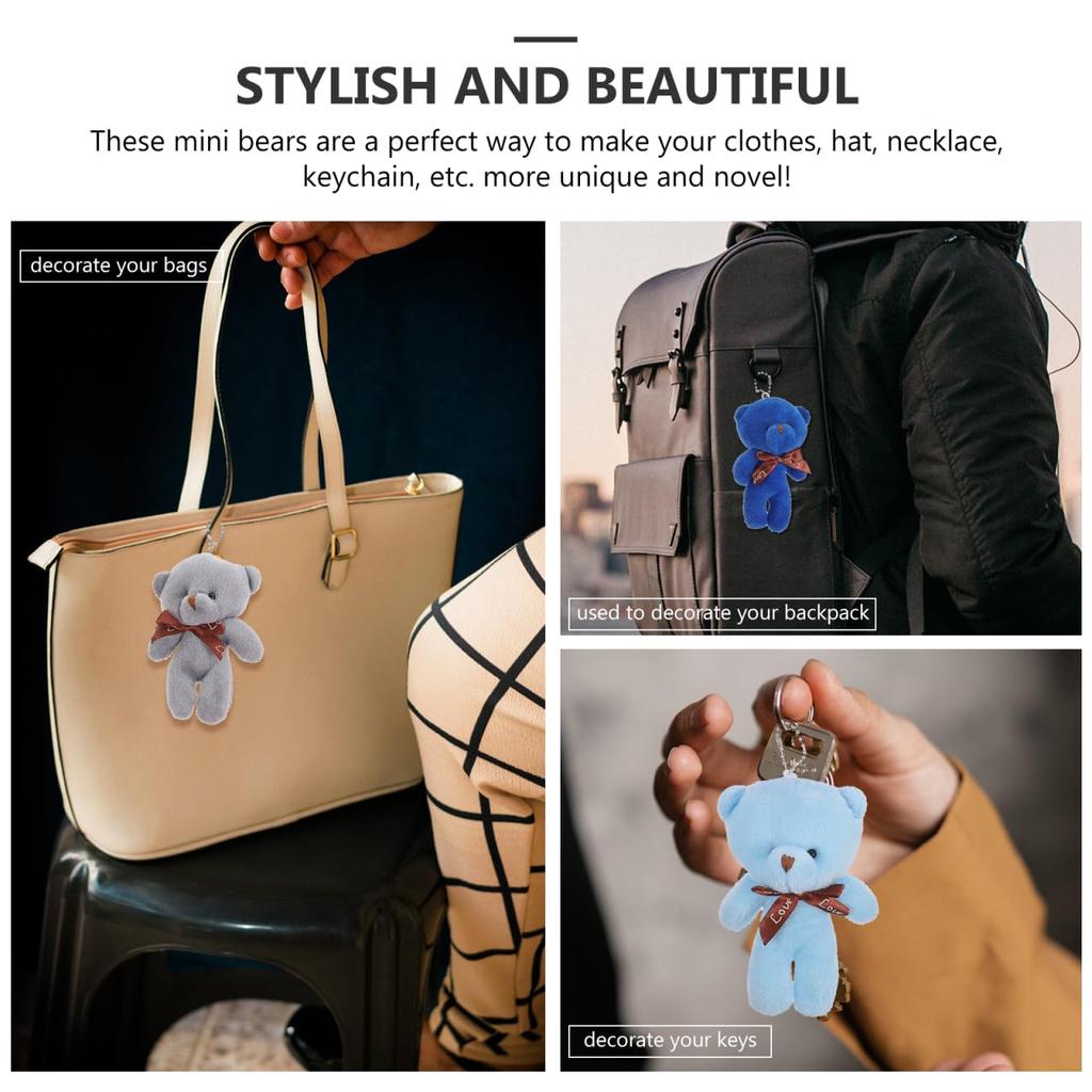 SUPVOX 12-Piece Mixed Set of Cute Fluffy Bear Keychains with Straps for Graduations, Valentine's Day, Birthdays, Weddings, and Parties. Perfect As a