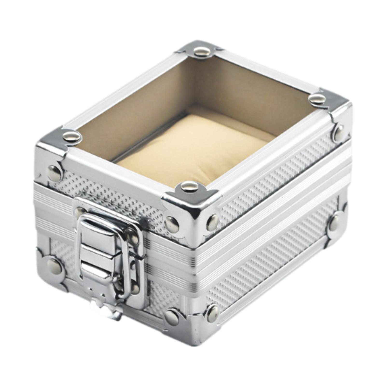 

Jewelry Bracelet Storage Box Silvery Aluminum Removable Pillows Designed Jewelry Box for Watches Rings Earrings Home Decor