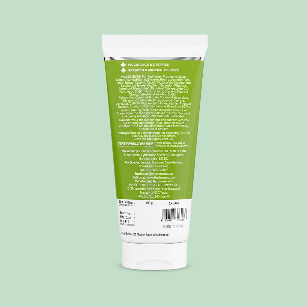 The Derma Co Snail Peptide 96 Advanced Moisturizing Cream 100 G 24 Hour Hydration Deep Nourishment For All Skin Types