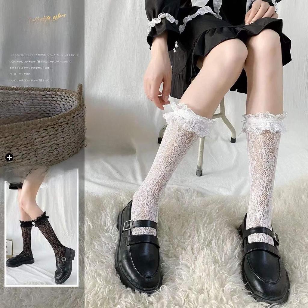 Women's Summer Mid-Calf Lace Lolita White Socks