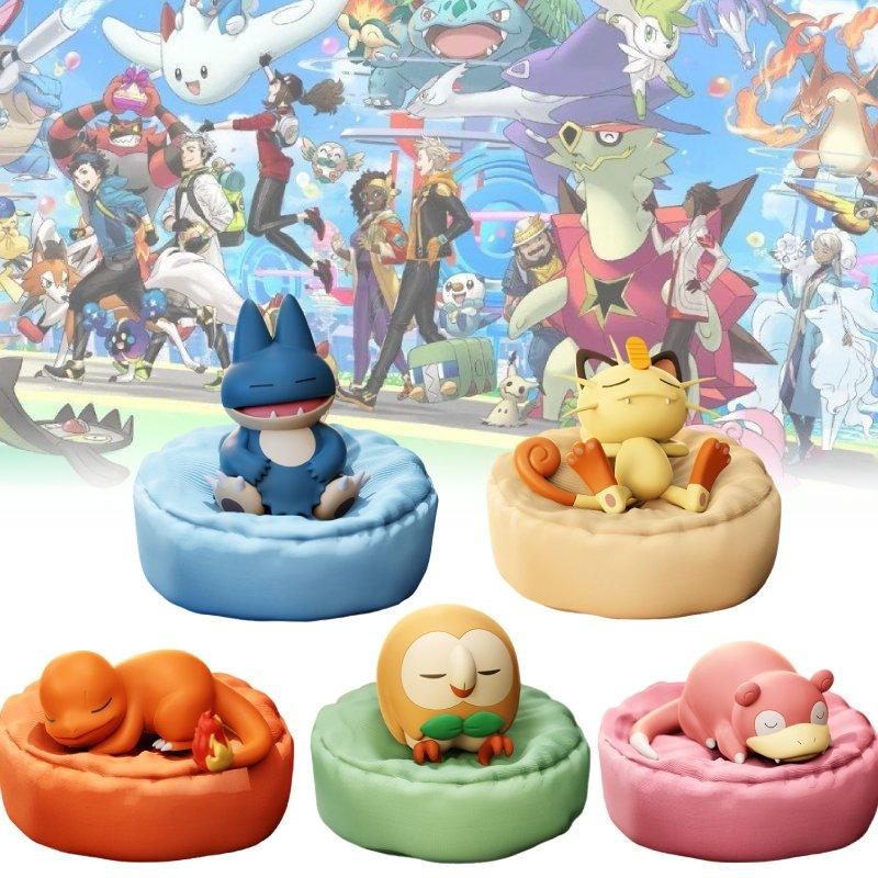 Slowpoke Snorlax Charmander Rowlet Meowth Toy Sleep Model Christmas Gift
