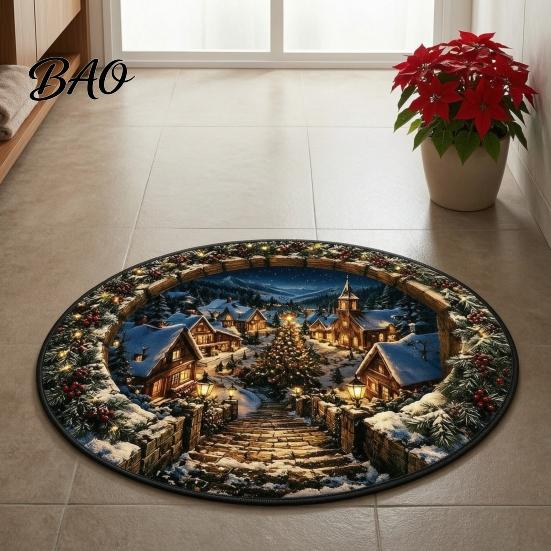 Decorative Floor Mat for Party Christmas 3D Illusion Rug, Black Hole Vortex Visual Effect Mat, Non-Slip Rug Holiday Door Machine Washable Entryway
