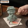 Green Sandstone Chinese Spirit Snake Tea Pet Boutique Fish Tank Landscaping Tea Figurine Play Toys Tea Statue Ornaments Craft
