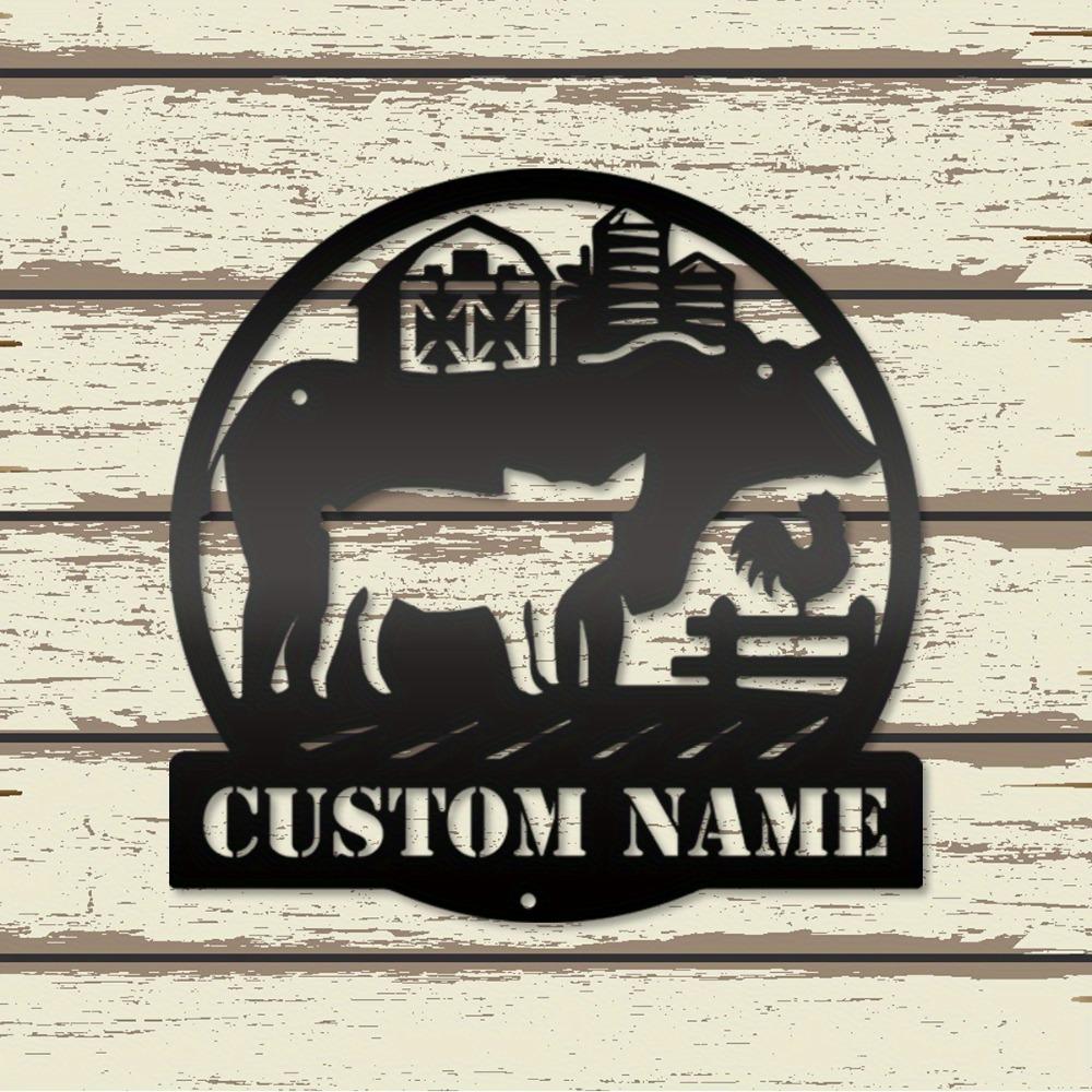 Personalized Farm Animal Iron Wall Art Rustic Highland Cow Decor