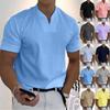 Camiseta masculina de verão, cor sólida, gola em v, manga curta, camisa solta de lazer, manga curta, secagem rápida, pulôver solto, roupas diárias, tamanho grande