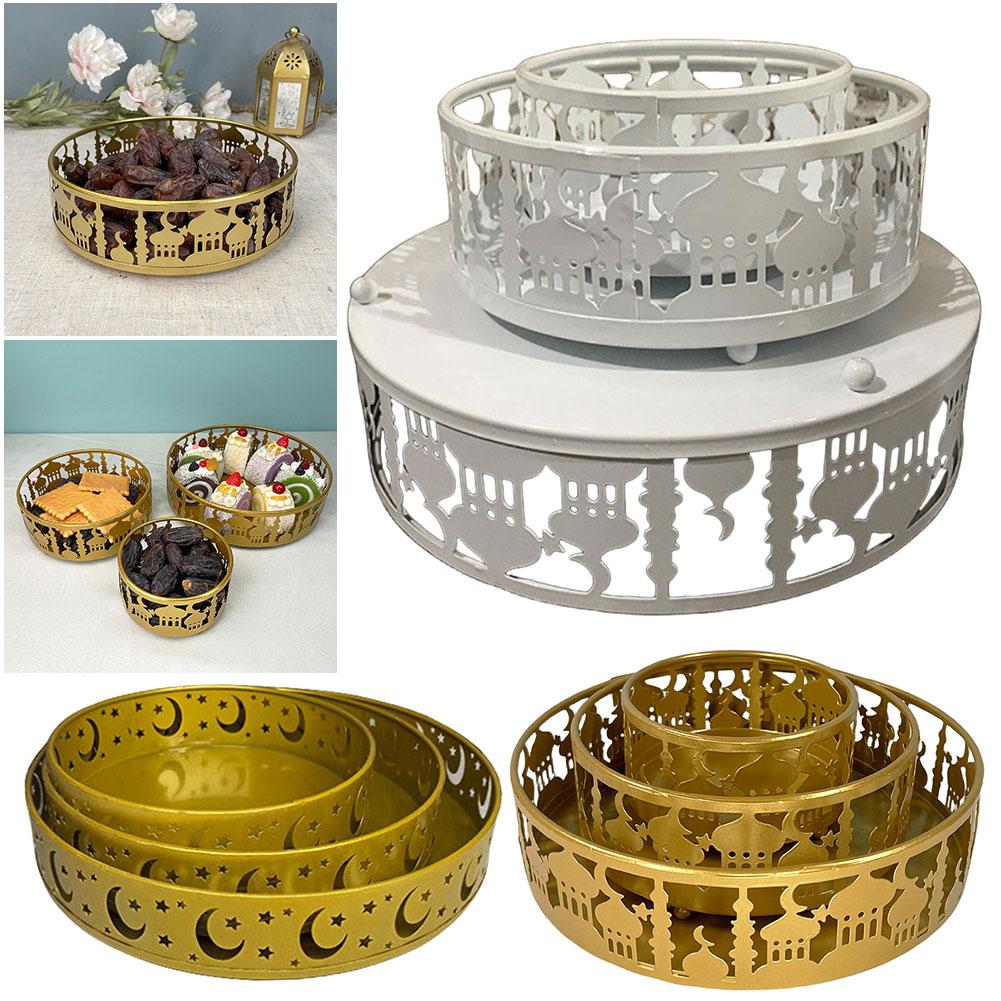 3 Pcs Ramadan Trays Serving Platters Eid Ramadan Mubarak Trays Ramadan Home Decoration Party Supplies for Dessert Snack Pastry