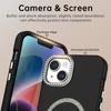 For iPhone 15 Plus/14 Plus Case Compatible with MagSafe TPU+PET Phone Cover with Rhinestone Decor Lens Frame