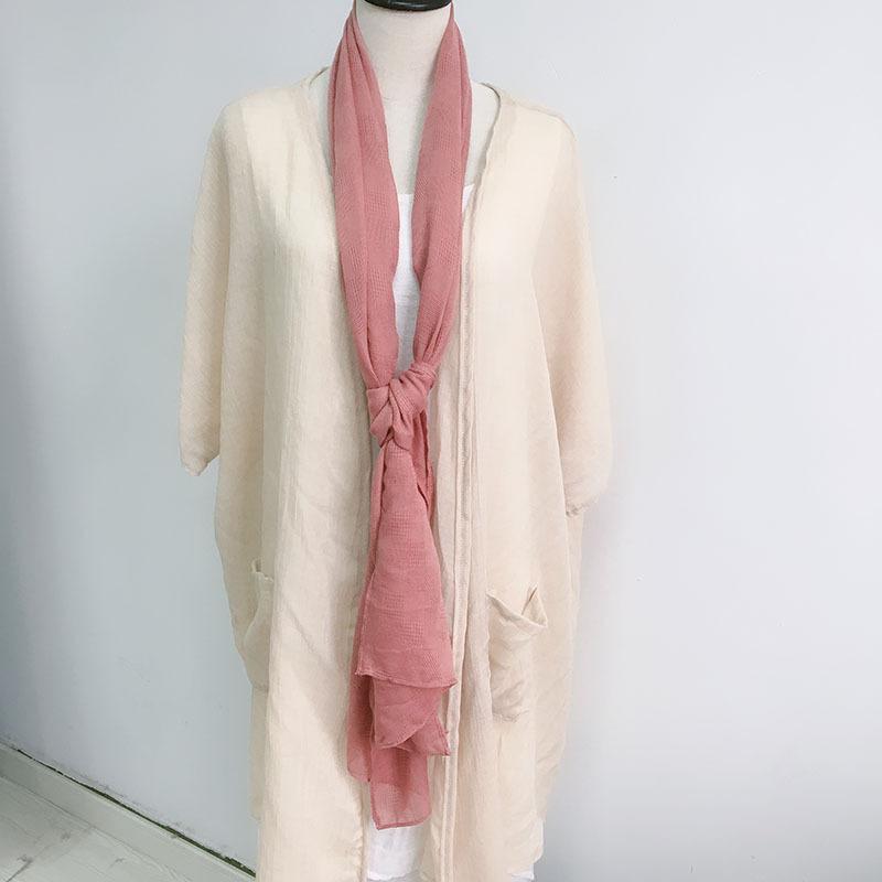 Thin Hollow Solid Color Soft Cotton Scarf Korean Version Thin Narrow Extended Small Silk Scarf Summer Neck Protection