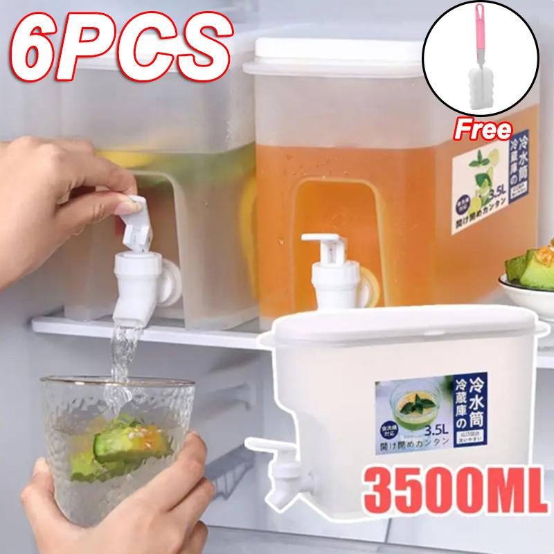3.5L Large Capacity Cold Water Pitcher Cold Kettle with Faucet In Refrigerator Iced Beverage Dispenser Refrigerator and Spigot