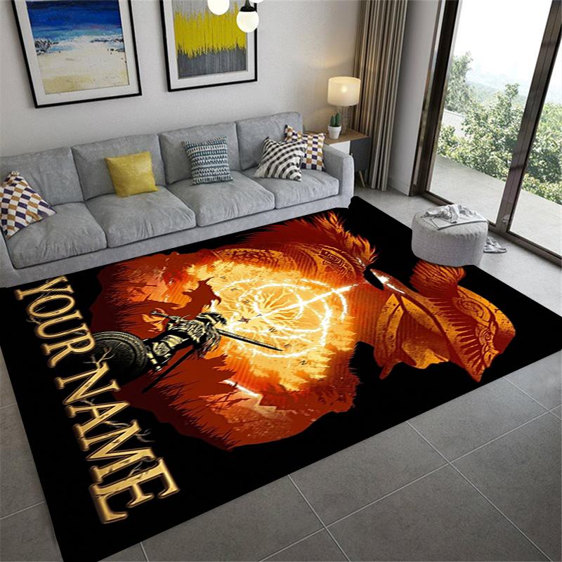 Custom Name Elden Ring Carpet Rug for Living Room Bedroom Home Sofa Decoration,Kids play Non-slip Floor Mat