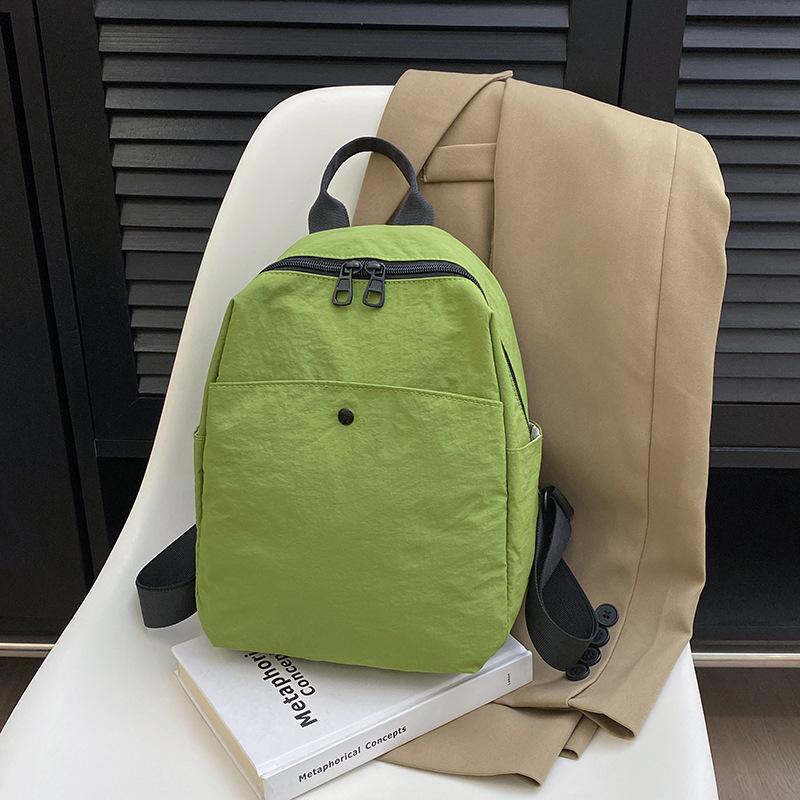 Schoolbag Solid Color Backpack Women's 1011 New Lightweight Large Capacity School Bag Versatile Nylon Travel Bag Commuter Small Backpack