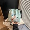 New nylon embroidered mobile phone bag fashionable versatile messenger bag simple drawstring canvas shoulder bag