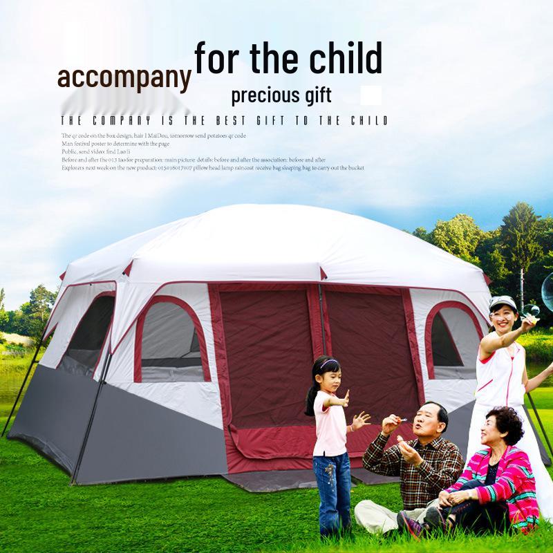 Spacious Outdoor Multi-Person Tent: Two Bedrooms, One Living Room for 6 To 12 People