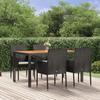 Vidaxl 5-Cz. Garden Furniture Set With Cushions, Black, Poly Rattan