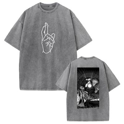 Anime Jujutsu Kaisen Gojo Satoru Printed Tee Men Women Washed Cotton T-shirts Short Sleeve Casual T Shirt Harajuku Retro Tshirt