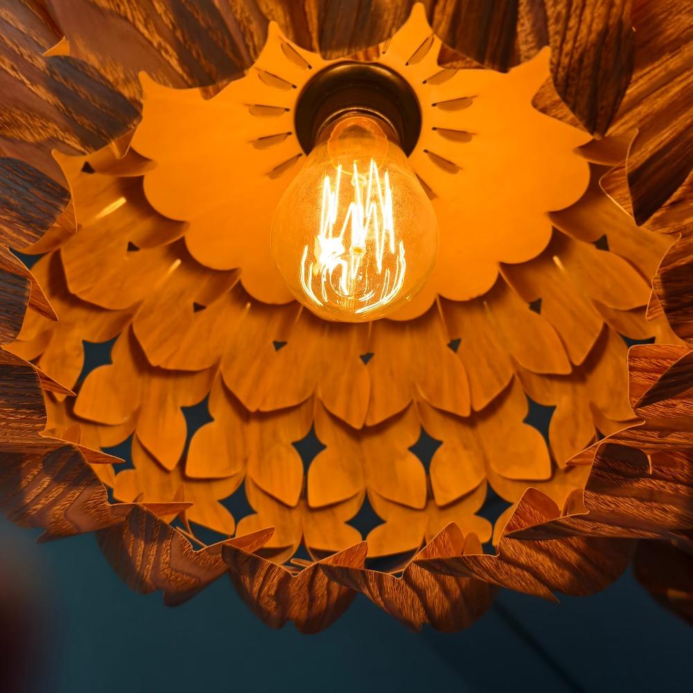 40CM Nordic Modern Style Pendant Light Ball Shade Wooden Pendant Lamp for Dining Living Room Indoor Home Decor E27 LED Lamp