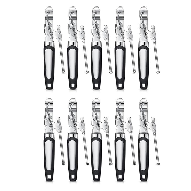 A96K-Can Opener Manual Can Opener Heavy Duty Handheld Can Opener Safety Can Opener Soft Non Slip Grip Handle 10PCS