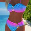 Nouveau Maillot de Bain Bikini Séparé Mode Femme Haut de Bain Sexy Tube Top Couleur Unie Style Européen et Américain