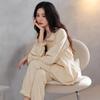 Women's Cotton Pajama Set: Cardigan, Long Sleeve, Long Pants with Chest Pad – Fashionable and Casual Autumn Homewear