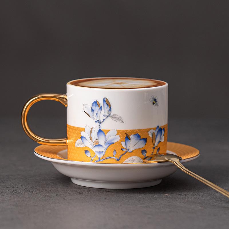 Personalized Chinese Ceramic Milk Cup Breakfast Mug With Saucer Spoon For Office Home Coffee Bar Luxury Drink Vessel Wholesale