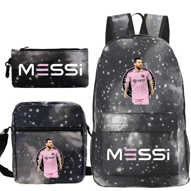 Football Player Peripheral Printing Primary And Secondary School Schoolbag Three-Piece Children'S Backpack