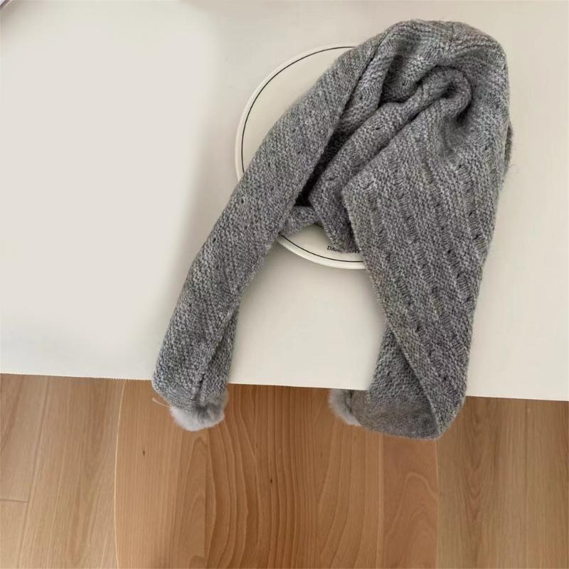 Multipurpose Shawl with Pompoms for Indoor Outdoor Windproof Accessory Neckwear Knitted Scarf Shoulder Wrap Neckwear