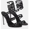 New Crystal Pendant, Snake-shaped Wrapped Rhinestone Tassel Decorative High-heeled Women's Sandals