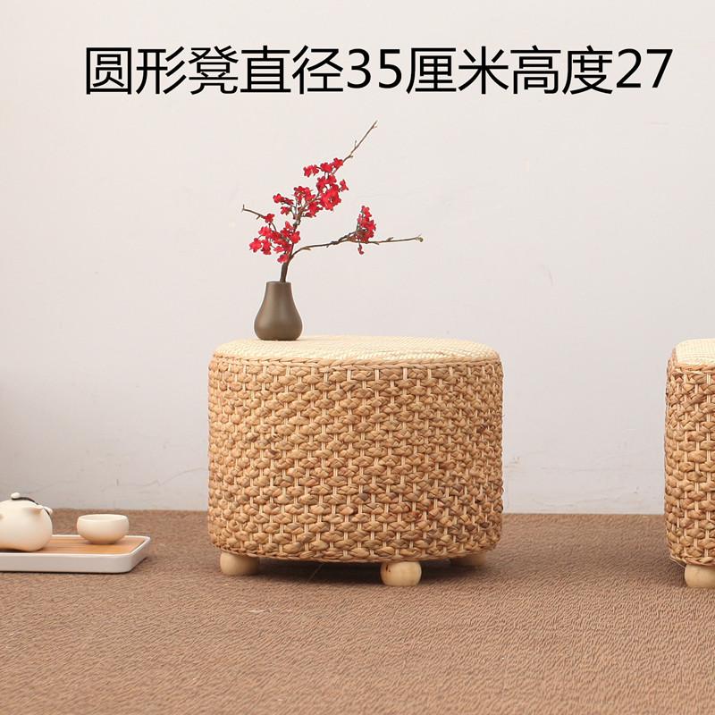 Klassischer runder Rattan-Sitzhocker für Wohnzimmer-Teetisch-Schminkbank-Schlafzimmer-Musizierpraxis-Sitz Guzheng-Klavierhocker