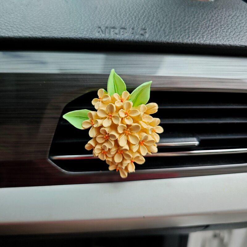 Air Outlet Flower Aromatherapy Car Decoration Gardenia Tulip Rose Peach Blossom Car Perfume Fragrant Stone Pendant