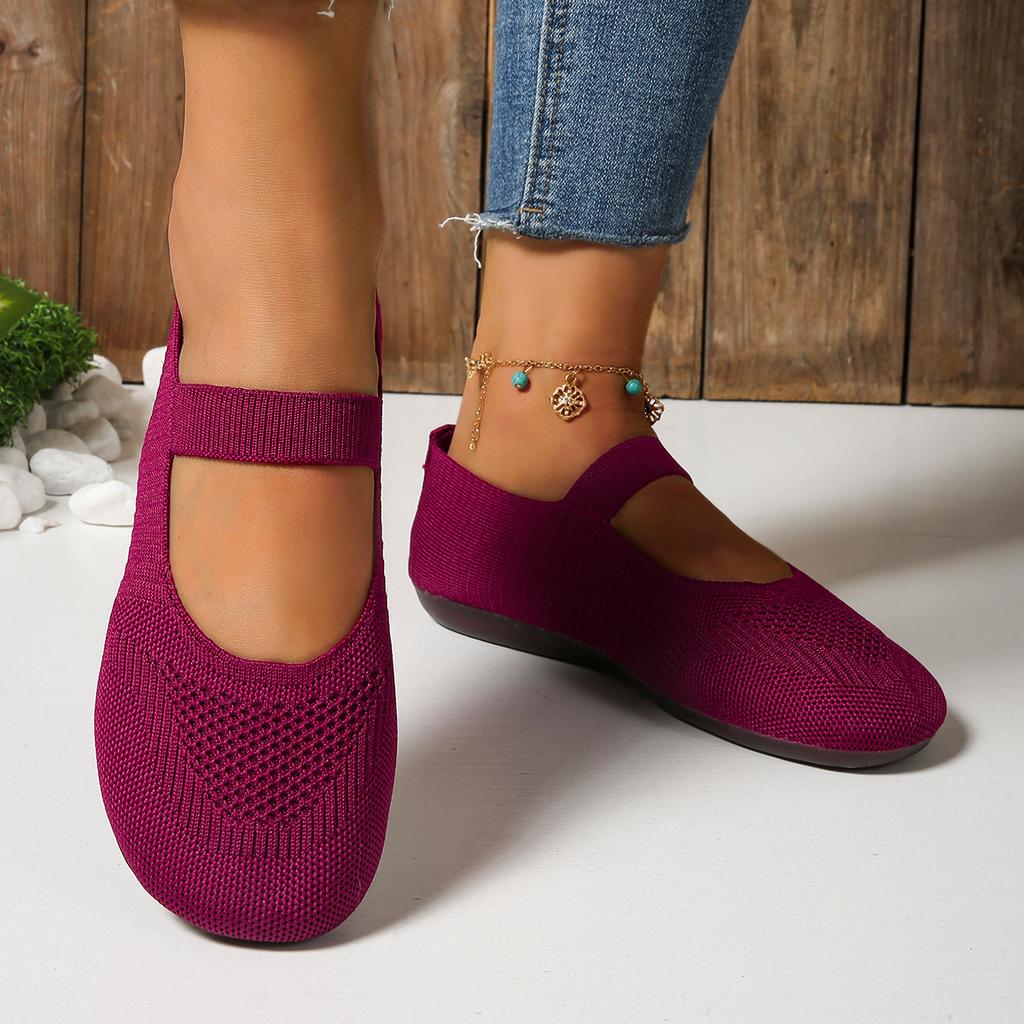 Fashion Autumn New Womens Fashion Round Toe Flat Non-Slip Womens Shoes Solid Color Mesh Shallow Mouth Slip-On Women Shoes Large Size