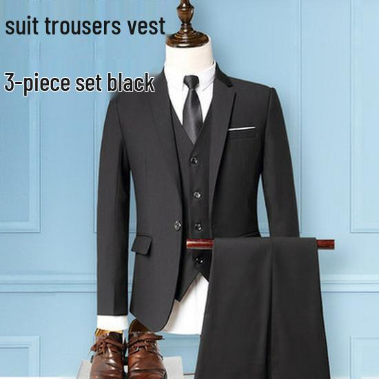 Men's Korean Style Business Suit: Three-Piece Trendy Casual Groomsmen Outfit