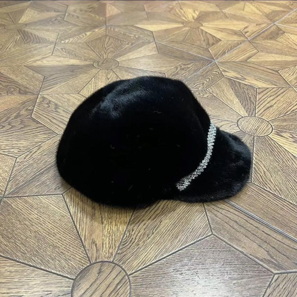 Imitation Mink Hat Women's Winter Foreign Style Big Eaves Duck Tongue Fashion Beret Elastic Cold Hat