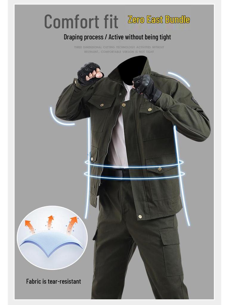 Robuste Arbeitskleidung für Herren: Frühjahrs-/Herbst-Hitzeschutz-Anzug, verschleißfest, für Autoreparatur, Elektroschweißen und Bauwesen.